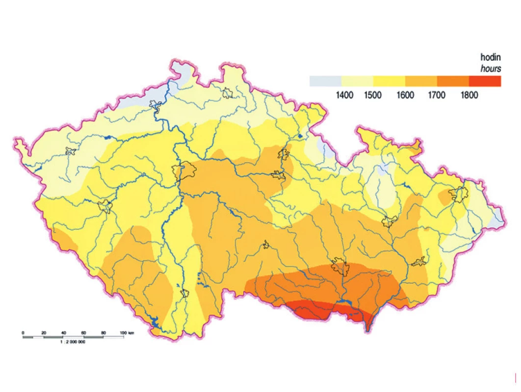 Mapa trvání slunečního svitu v ročním úhrnu www.isofenenergy.cz/Slunecni-zareni-v-CR.aspx