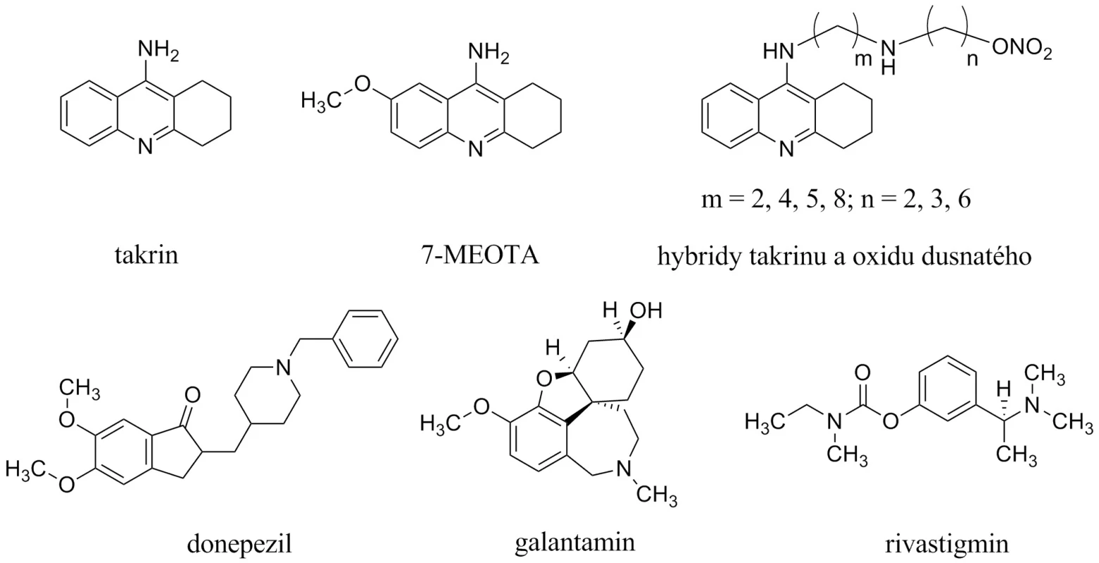 Struktury inhibitorů acetylcholinesterasy