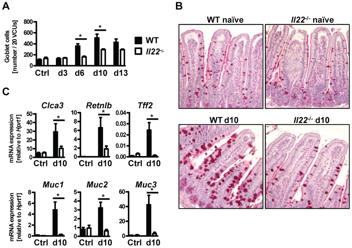 <i>Il22</i><sup>−/−</sup> mice have defective goblet cell responses.