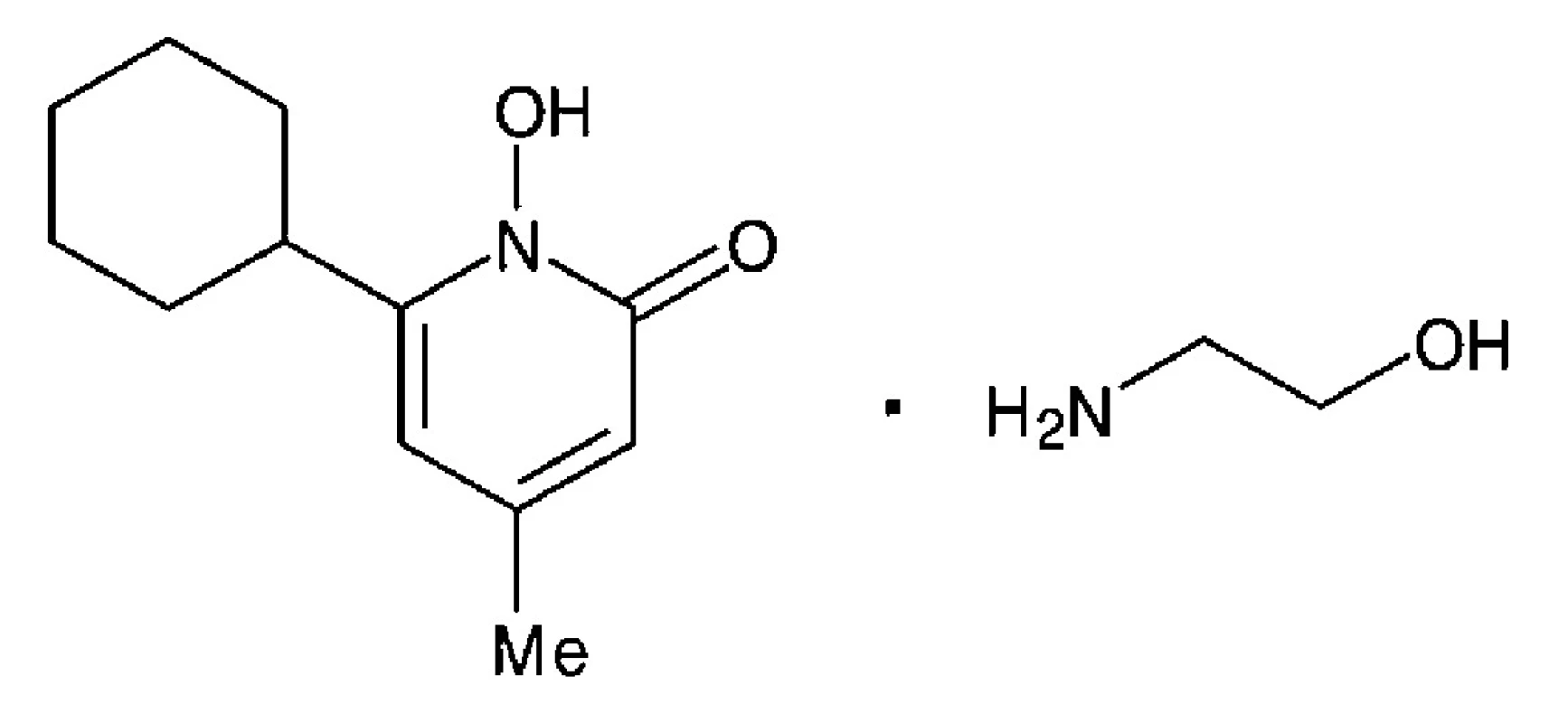 Chemická struktura ciclopiroxolaminu&lt;sup&gt;7&lt;/sup&gt;)
