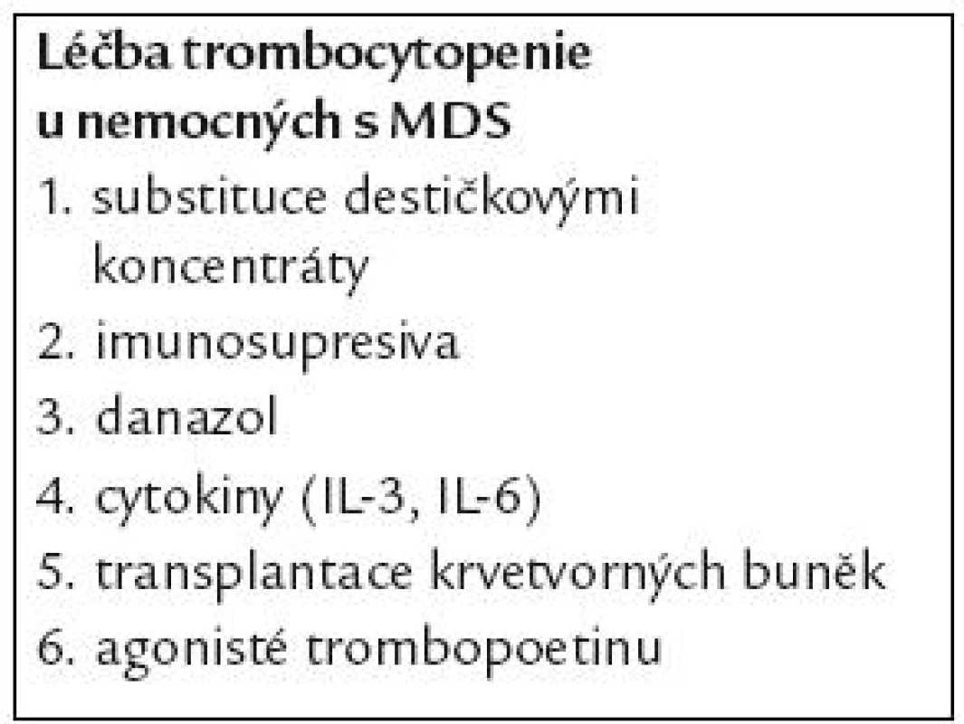 Možnosti léčby trombocytopenie u nemocných s myelodysplastickým syndromem.