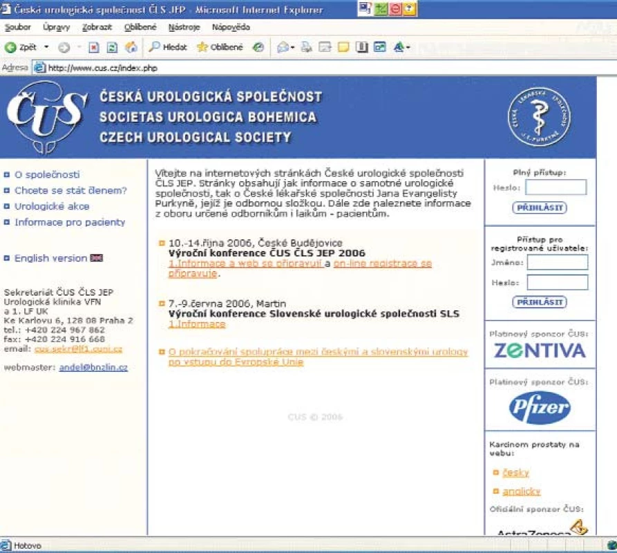 Úvodní strana www.cus.cz je volně přístupná