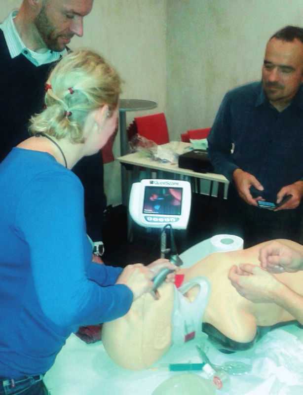 Videolaryngoskopie se systémem Glidescope u simulovaného traumatu krční páteře