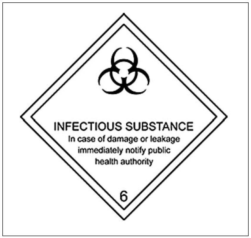 Značka infekční substance kategorie A
Fig. 1. Hazard label for Category A infectious substances