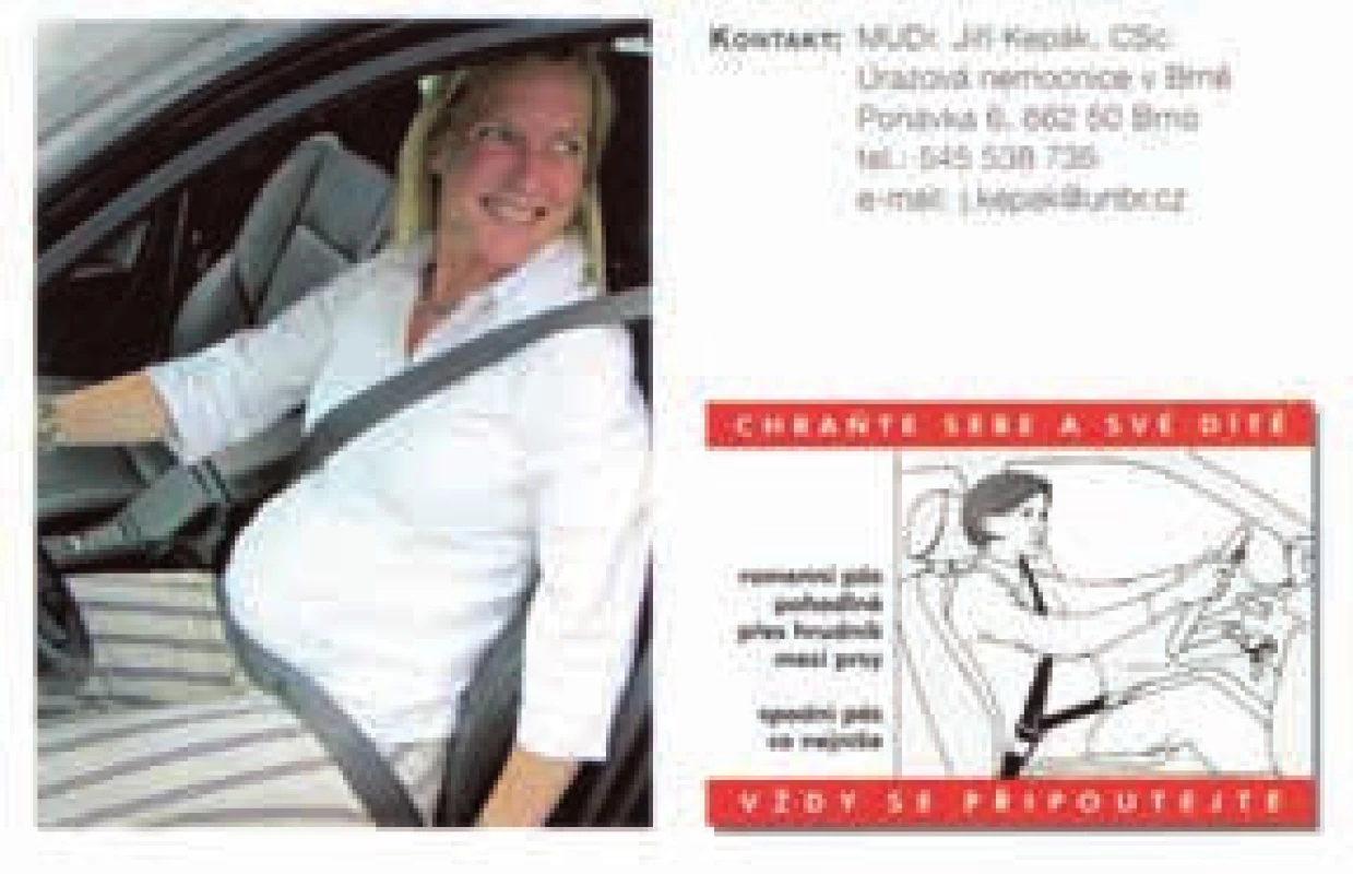 Ukázka správného umístění bezpečnostních pásů a pracoviště autora projektu Chraňte sebe a své dítě, vždy se připoutejte