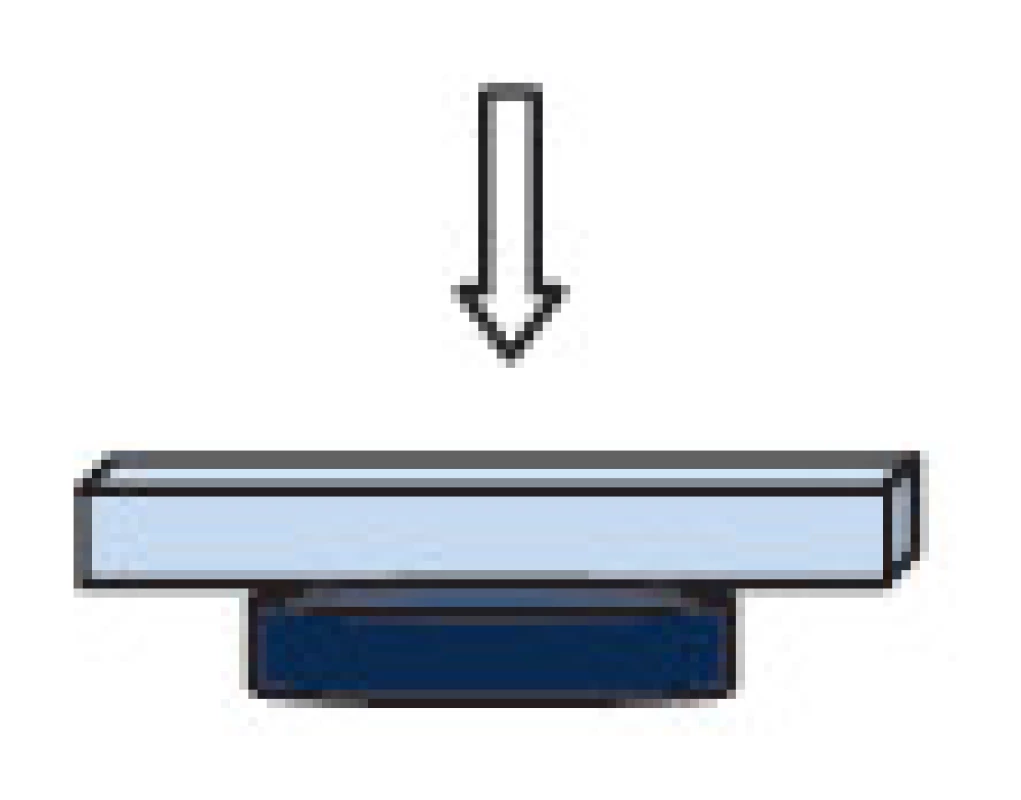 Schéma zajištění imobilizačního kroku magnetických nosičů v agarové vrstvě neodymovým magnetem (tmavě modrá).