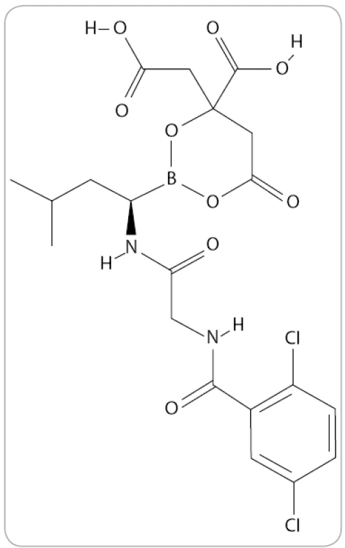 Struktura MLN9708/MLN2238 (The PubChem Project).