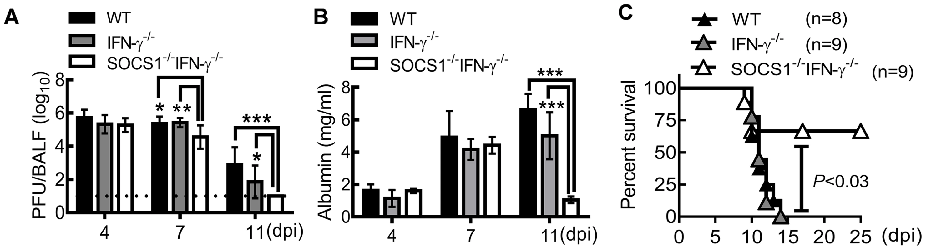 SOCS1<sup>−/−</sup>IFN-γ<sup>−/−</sup> mice are more resistant to influenza infection.