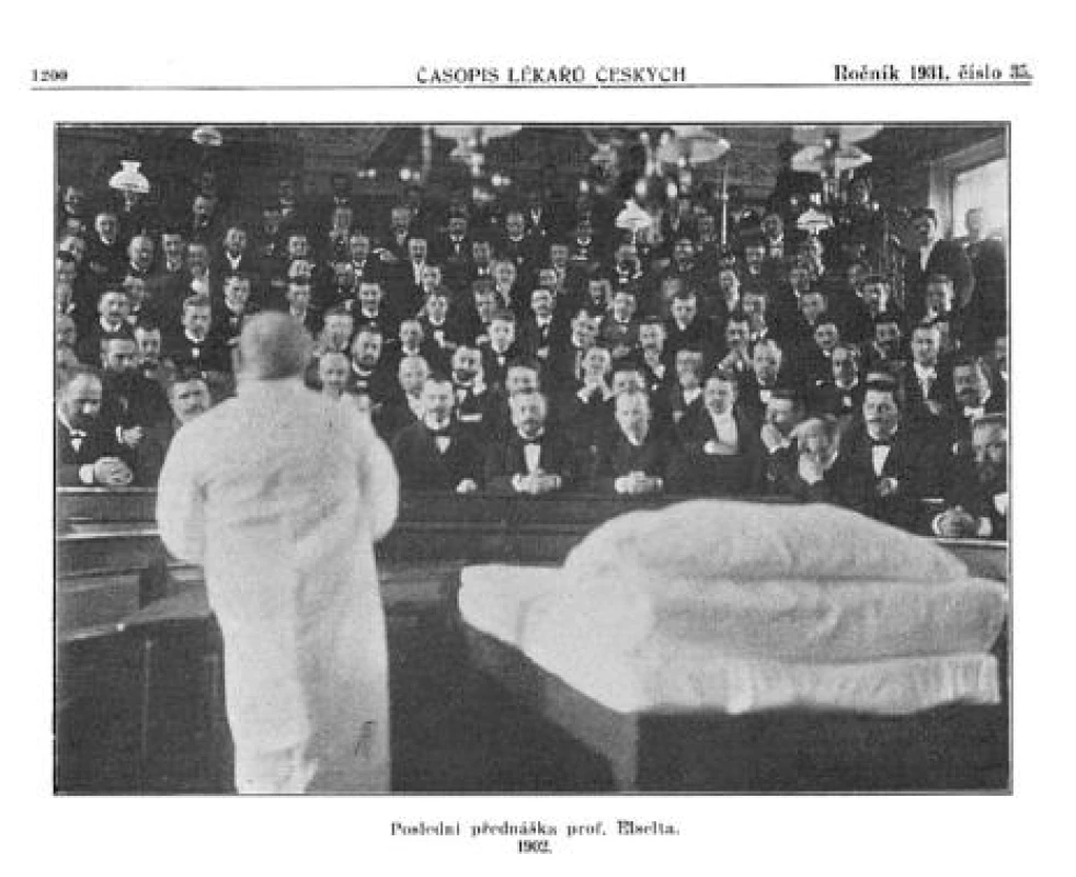 Poslední Eiseltova přednáška před odchodem na odpočinek v roce 1902