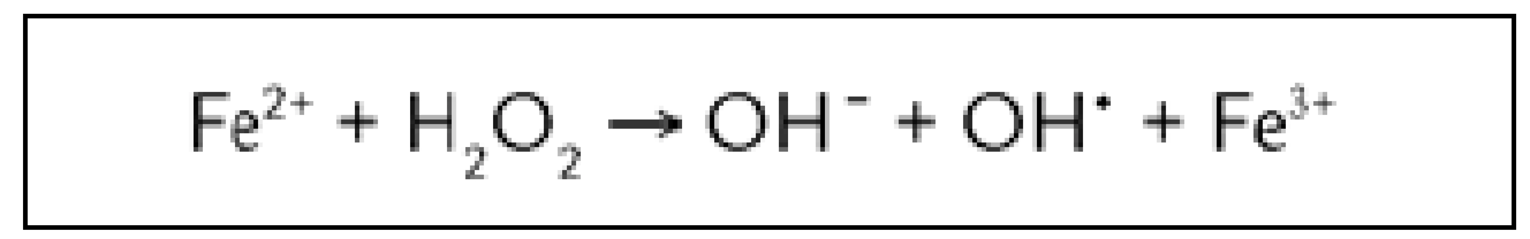 Fentonova reakce [35]. Reakcí tranzitního kovu (např. dvojmocného železa) s peroxidem vodíku (peroxidy) vzniká velmi reaktivní, a tedy nebezpečný hydroxylový radikál (HO&lt;sup&gt;•&lt;/sup&gt;) a hydroxidový anion (OH¯).