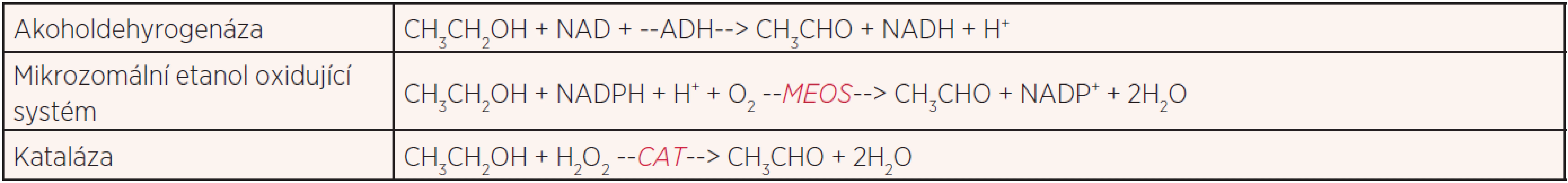 Oxidační cesty metabolismu etanolu