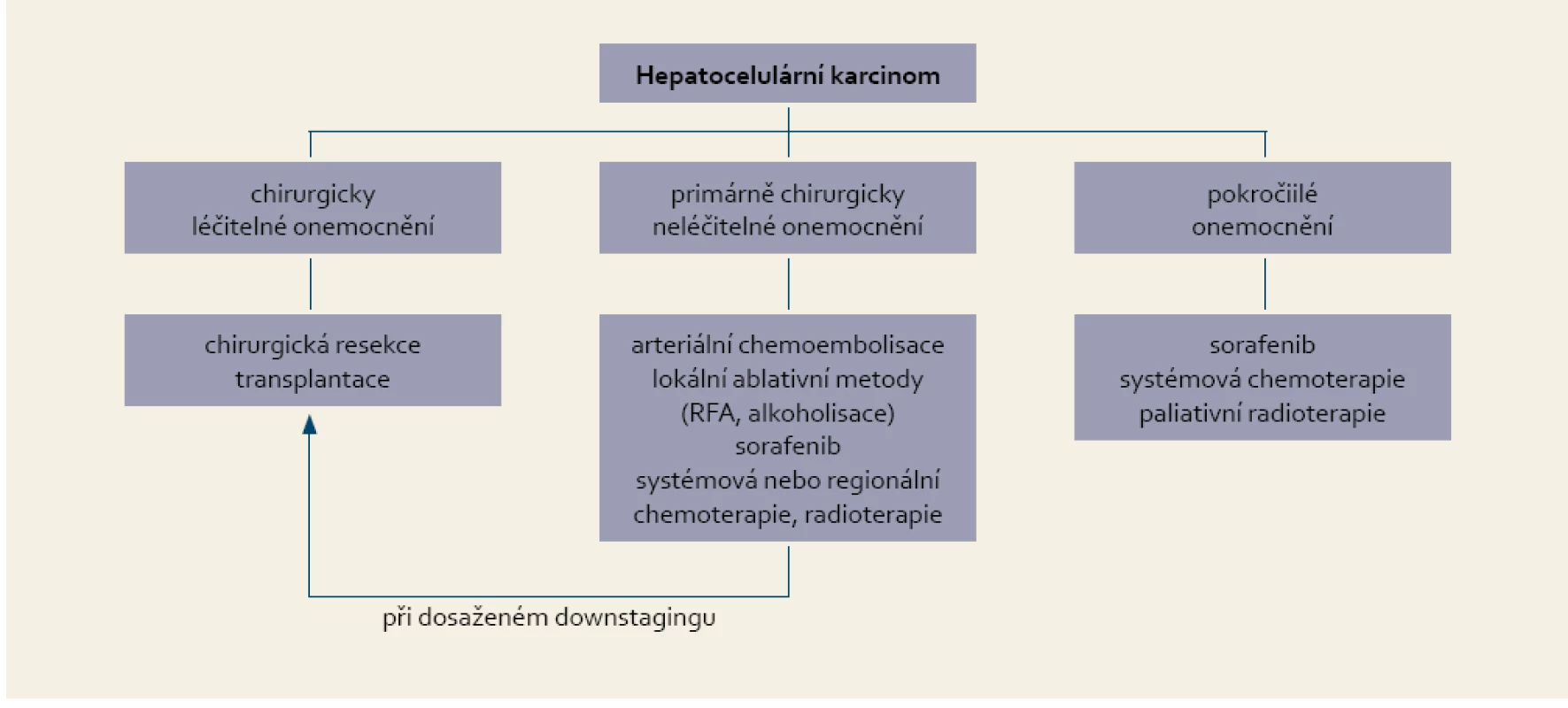 Indikace systémové léčby hepatocelulárního karcinomu.
Tab. 2. Suggestions for systemic treatment of hepatocellular carcinoma.