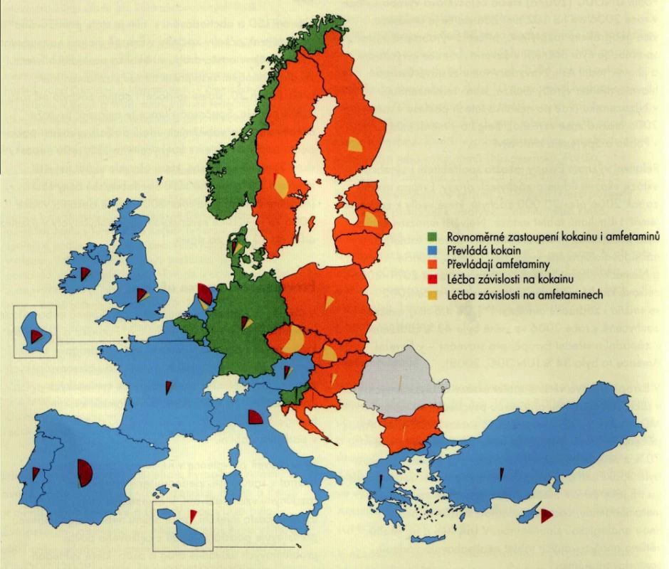 Spektrální přehled zneužívání jednotlivých NL v Evropě