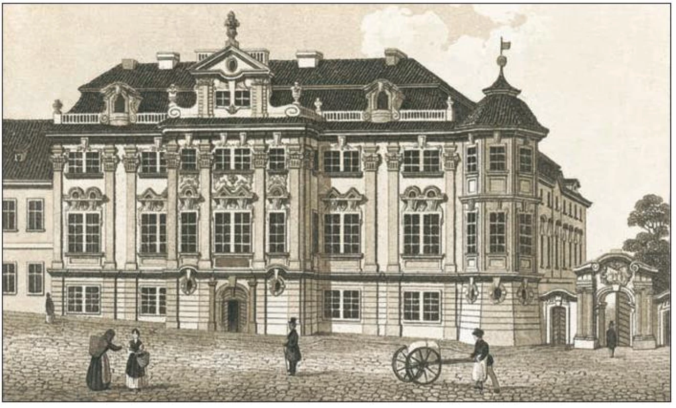 Pohled na Faustův dům z poloviny 19. století, publikovaný v knize W. W. Weitenwebera z roku 1845.