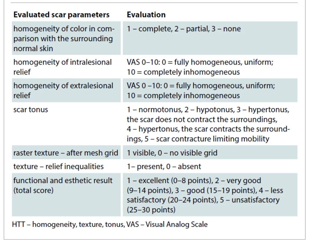 HTT-protocol – qualitative evaluation of scars.