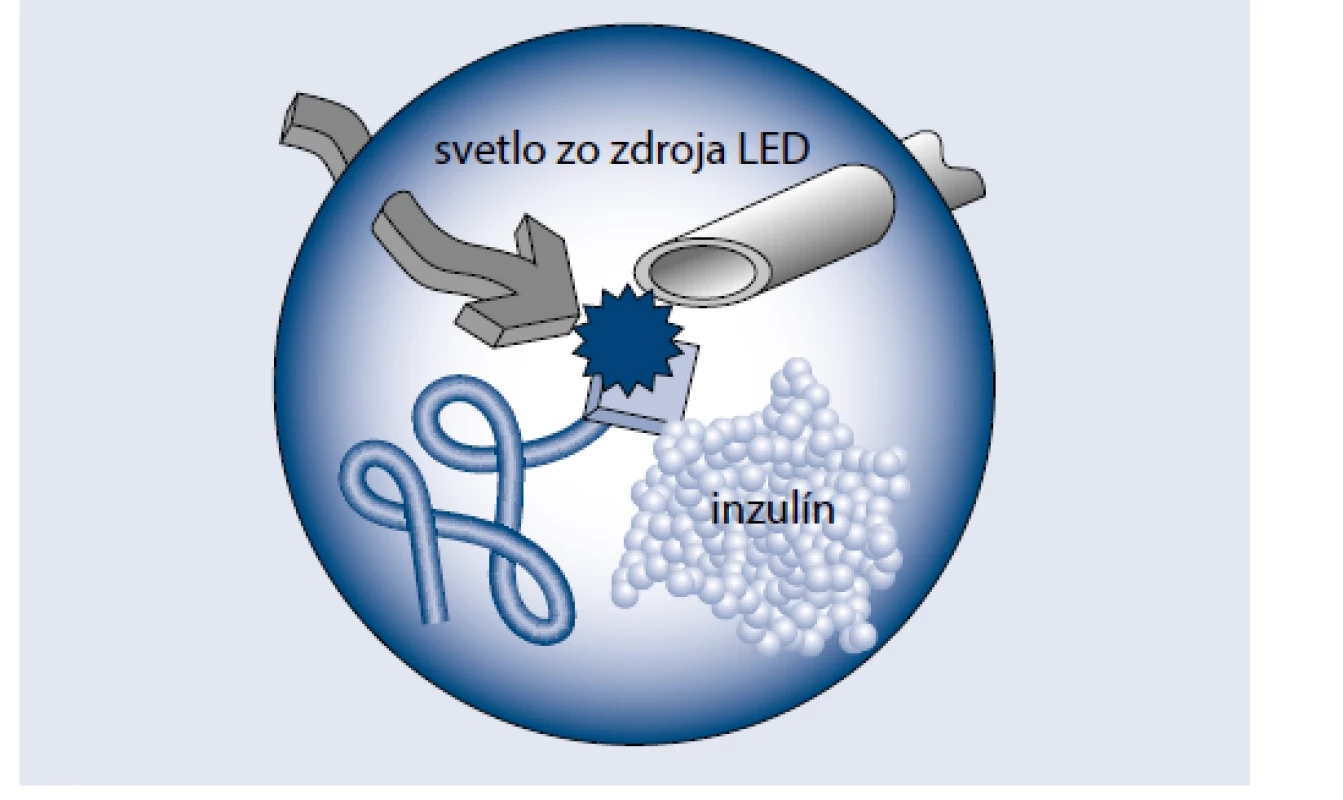 Svetlom aktivované uvoľňovanie inzulínu
(PAD – Photoactivated Insulin Depot).<br>
Upravené podľa [6]