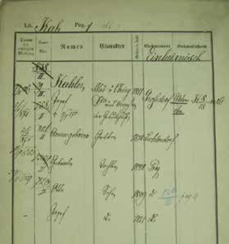 Pražské policejní pobytové přihlášky
Josefovy rodiny (1852-1889)