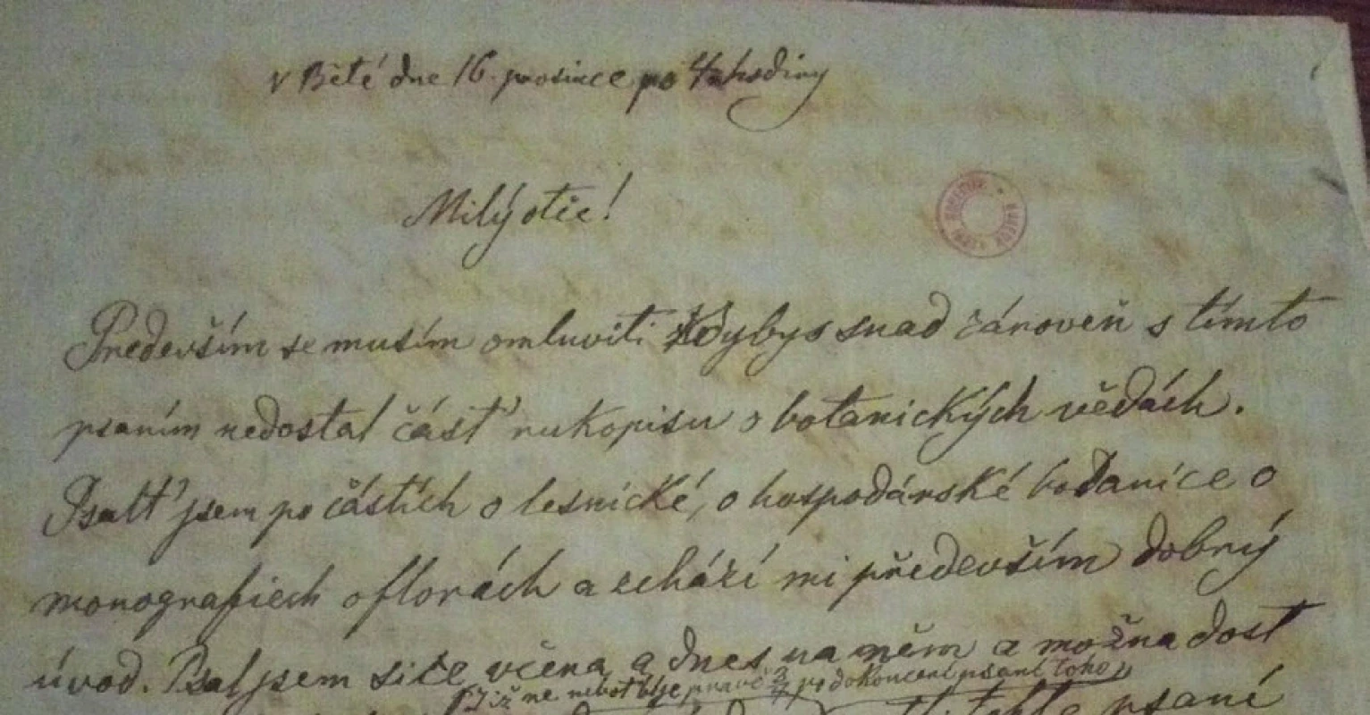 Úvod dopisu od Emanuela otci datovaném v Bělé
16. prosince