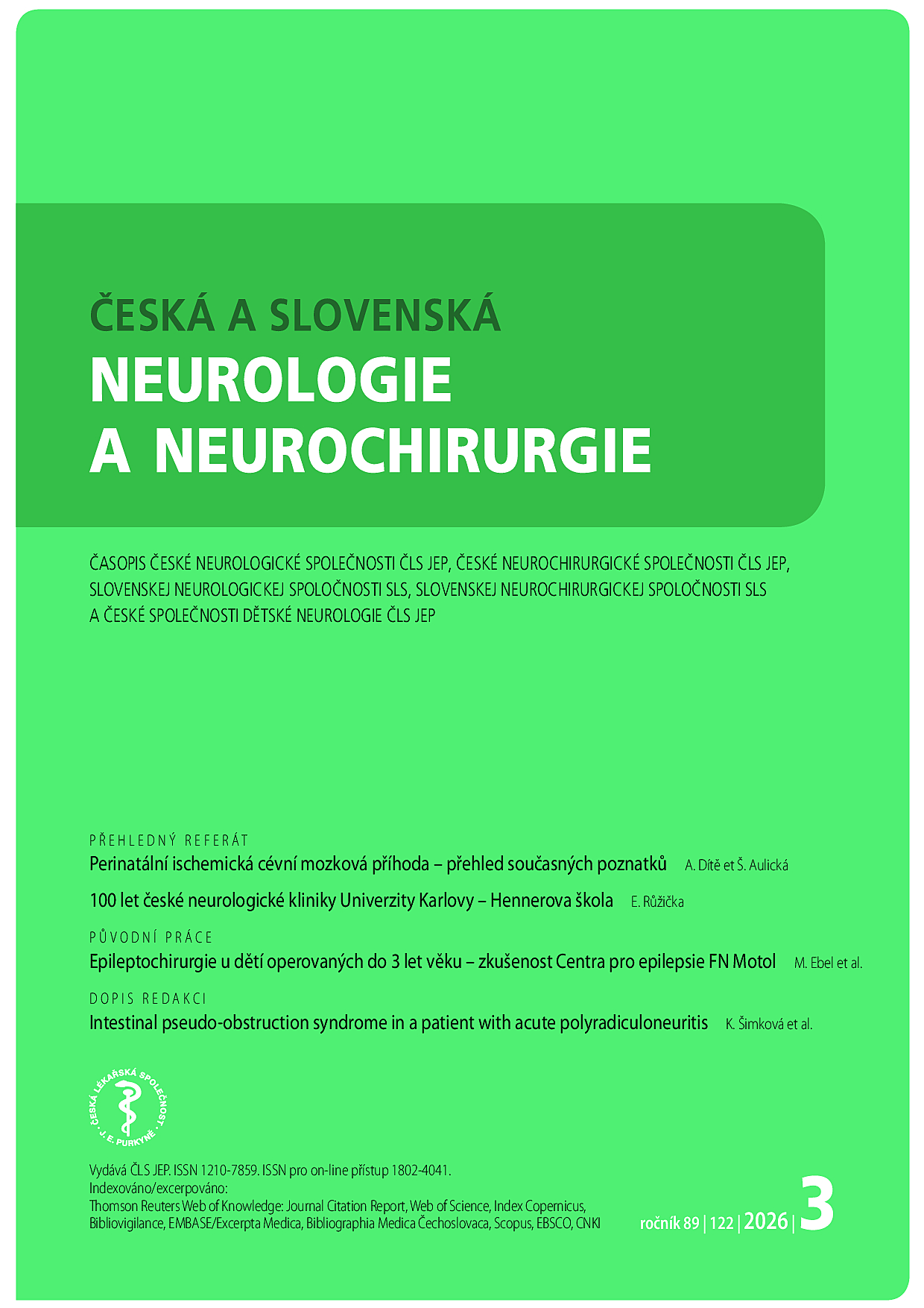 Česká a slovenská neurologie a neurochirurgie