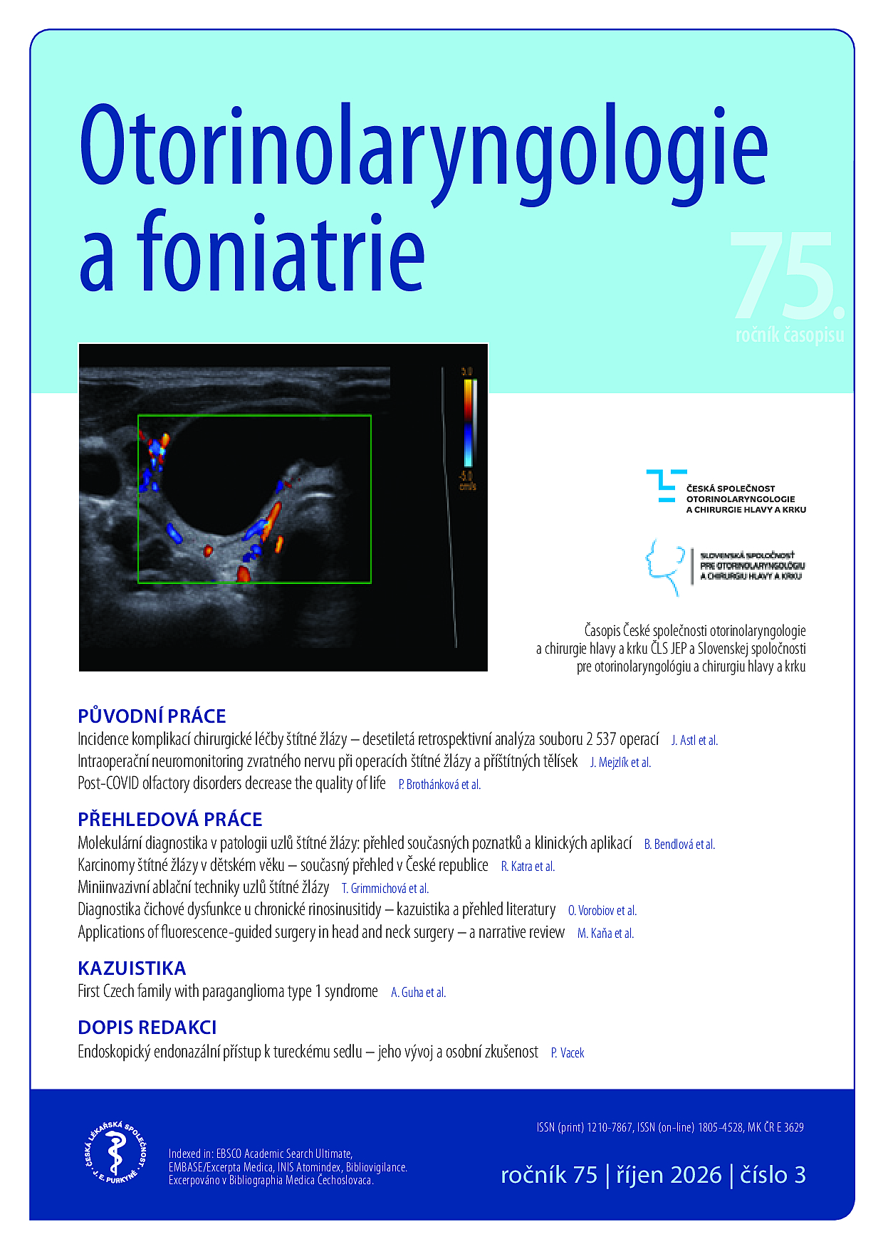 Otorinolaryngologie a foniatrie