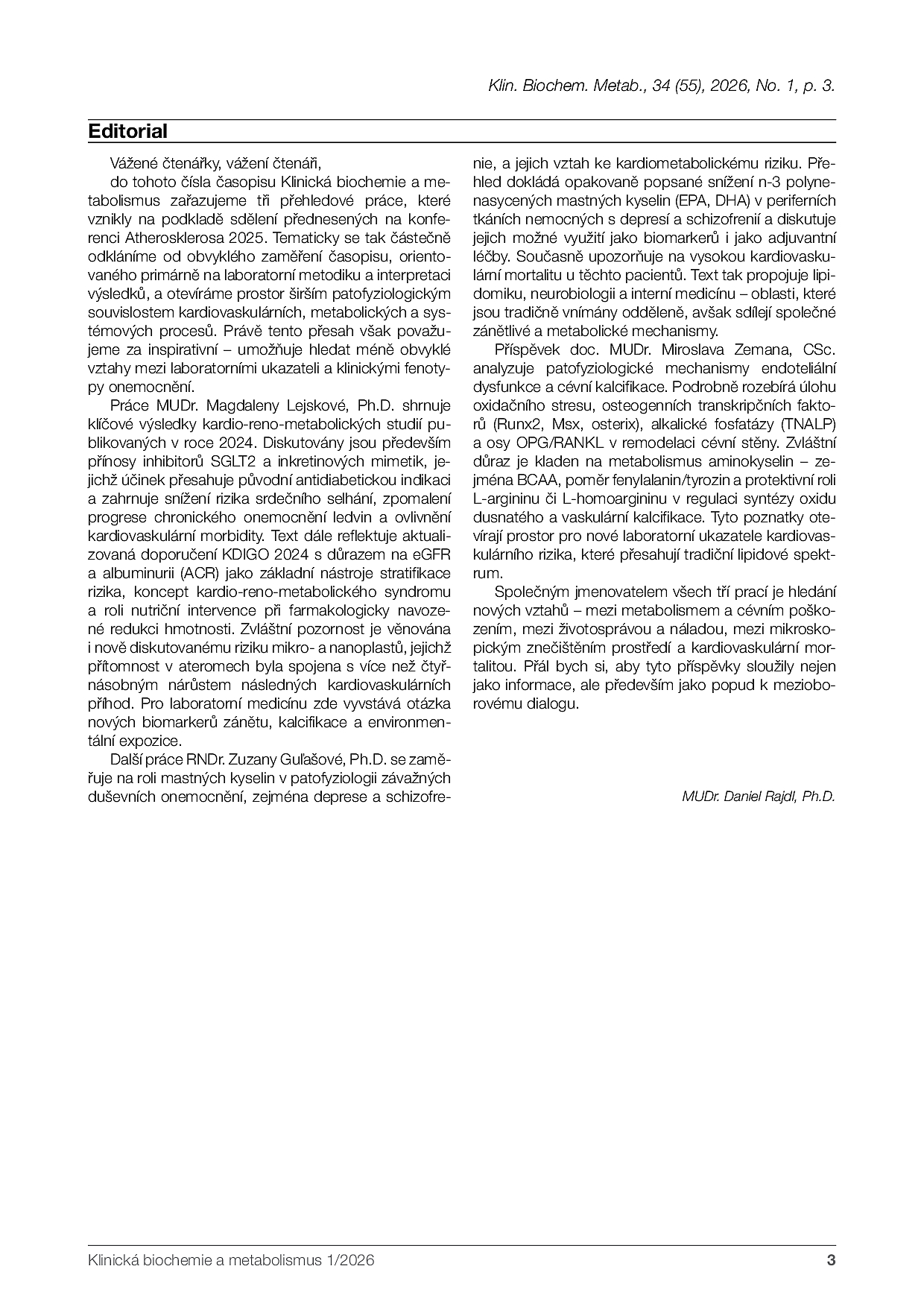 Klinická biochemie a metabolismus